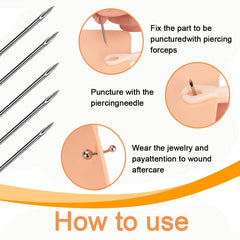ADULLPONY aiguille inox 18G, qualité professionnelle pour piercing fiable.