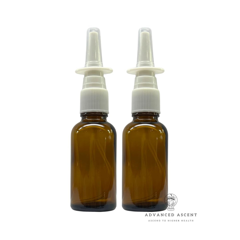 ADVANCED ASCENT, bouteille ambrée 28 ml avec pulvérisateur nasal et protection UV.