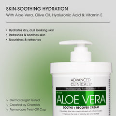 Advanced Clinicals Aloe Vera Lotion, texture crèmeuse: douceur immédiate pour la peau.
