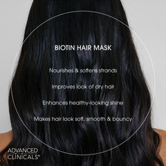 Masque capillaire Biotine Advanced Clinicals, application facile et douceur immédiate.