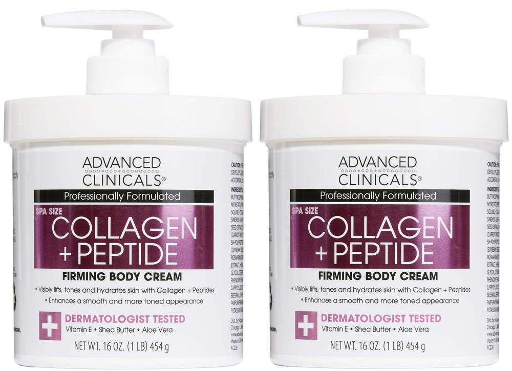 Advanced Clinicals Collagen Peptides Crème Corps en flacon, hydratation durable.