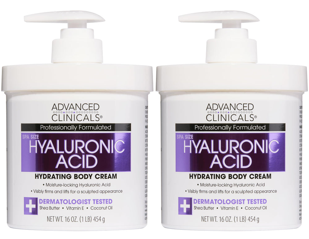 Advanced Clinicals Crème Corps à l’Acide Hyaluronique — bouteille pompe pour hydratation durable