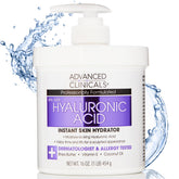Advanced Clinicals Crème corps acide hyaluronique – flacon pour hydratation en profondeur.