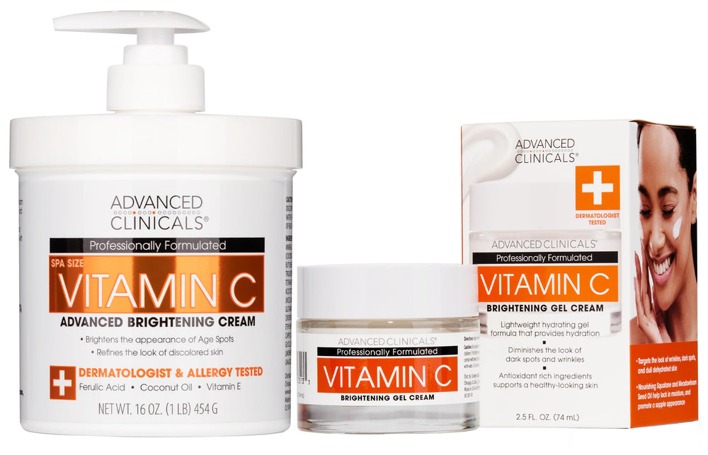 Advanced Clinicals Crème Corps Vitamine C, éclat lumineux et hydratation durable.