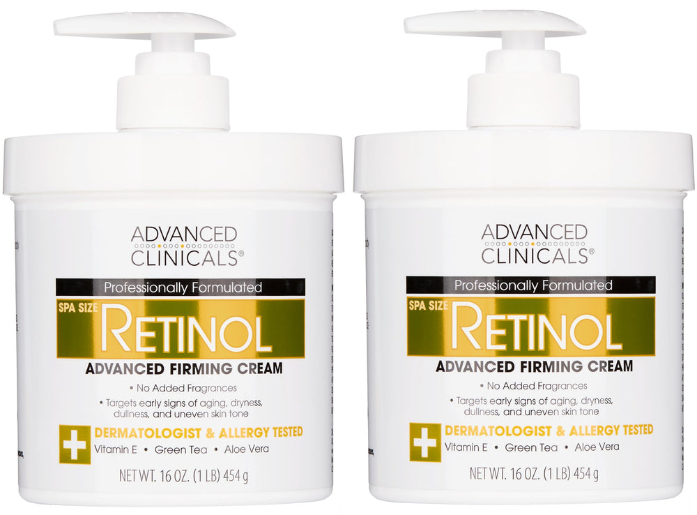 Advanced Clinicals – Crème retinol corps, emballage élégant prêt à l'hydratation.