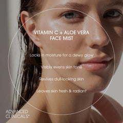Advanced Clinicals glow facial mist closeup highlighting radiant skin feel.