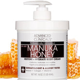 Advanced Clinicals Manuka Honey Body Cream texture veloutée pour peau hydratée durable