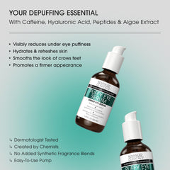 Advanced Clinicals Puffy Eye Serum being gently dabbed under the eye with the ring finger