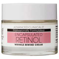 Advanced Clinicals retinol encapsulé avec peptides et acide férulique, peau plus lisse et uniforme.