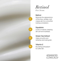 Advanced Clinicals Retinol Serum Thé vert et vitamine E pour peau tonifiée
