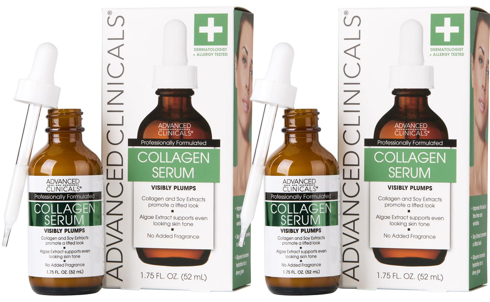 Advanced Clinicals Sérum Collagène Visage – bouteille avec pompe et hydratation légère
