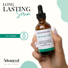 Étiquette et emballage du sérum Advanced Skin Care, présentation professionnelle