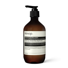 Baume corporel Aesop Feuille Géranium pour peau nourrie et douce.