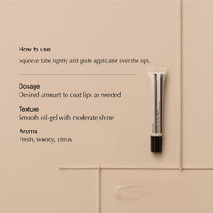 Texture huile-gel légère du Baume Lèvres Aesop pour une brillance naturelle.