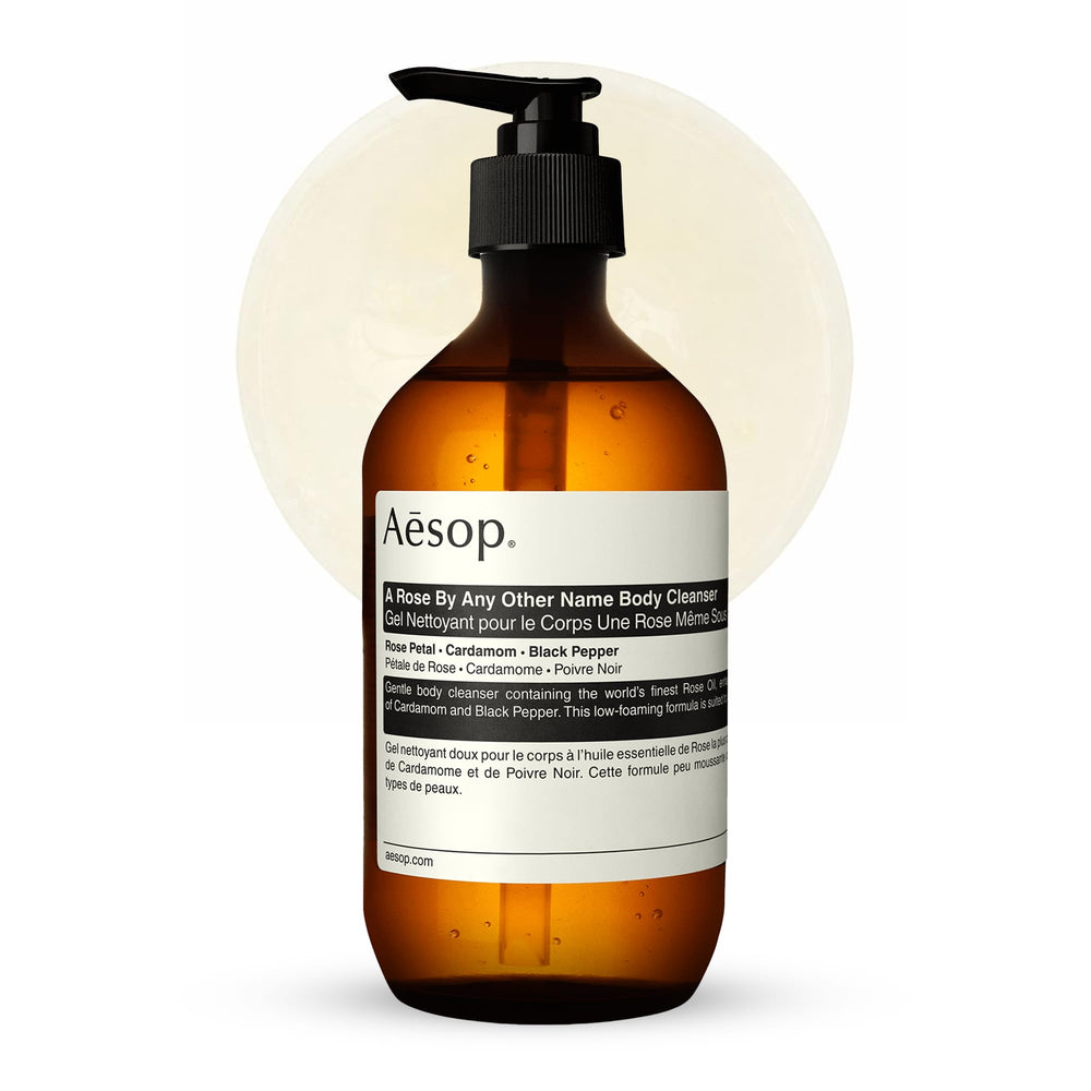 Aesop bouteille-nettoyant-rose-petales : nettoie en douceur et laisse une peau fraîche.