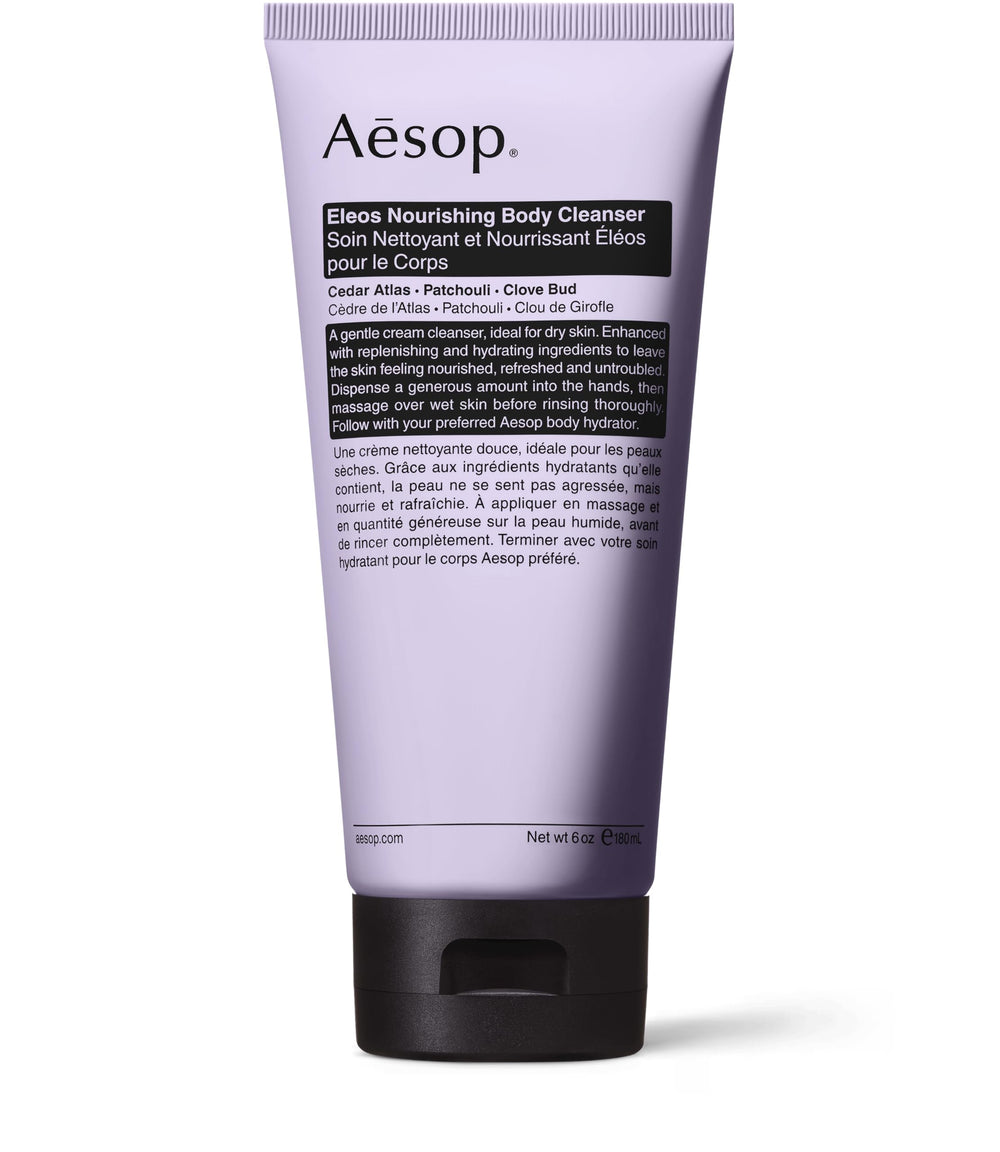 Bouteille aesop-eleos montre creme-douceur hydratante après la douche.