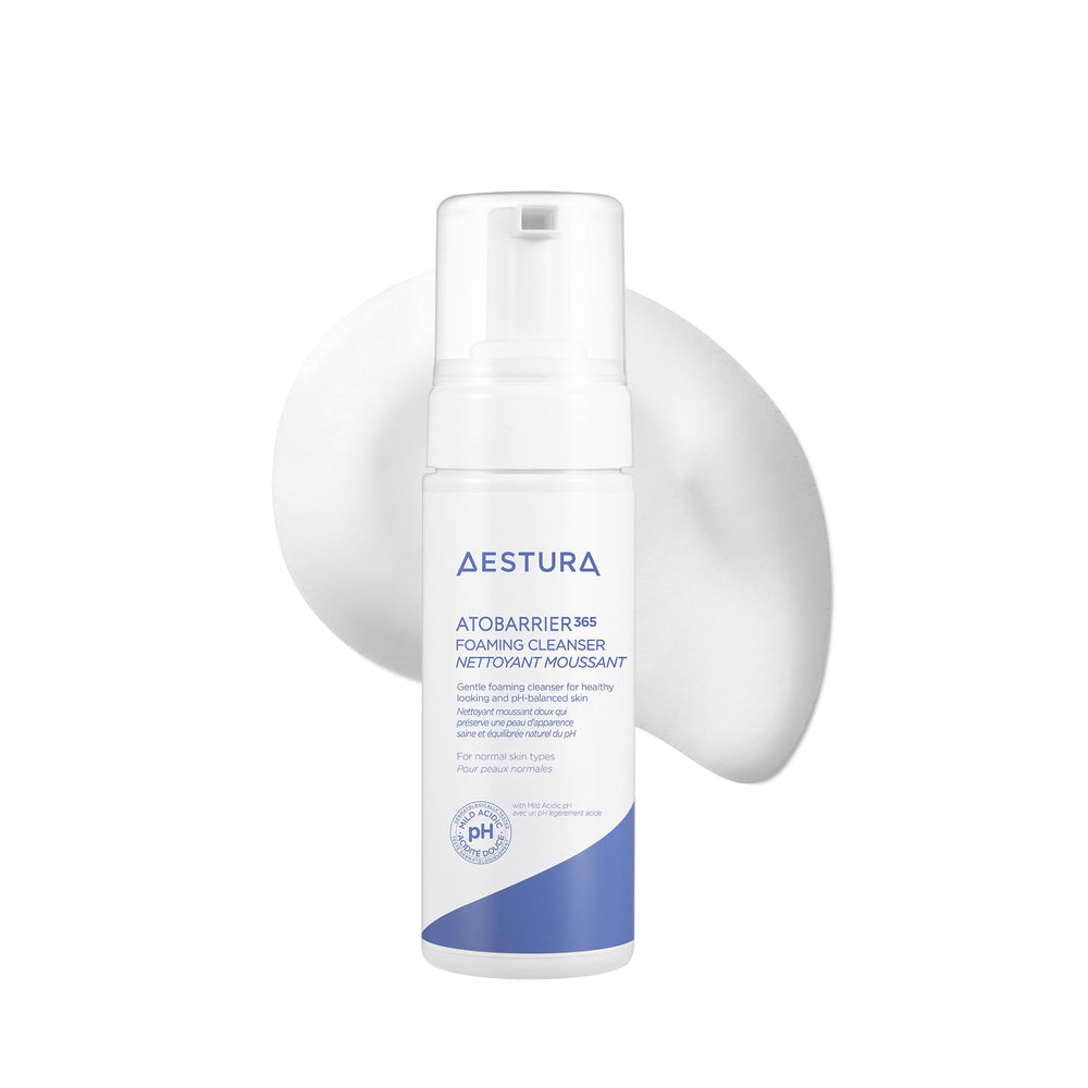 AESTURA ATOBARRIER365 flacon mousse visage nettoyant doux et hydratant.