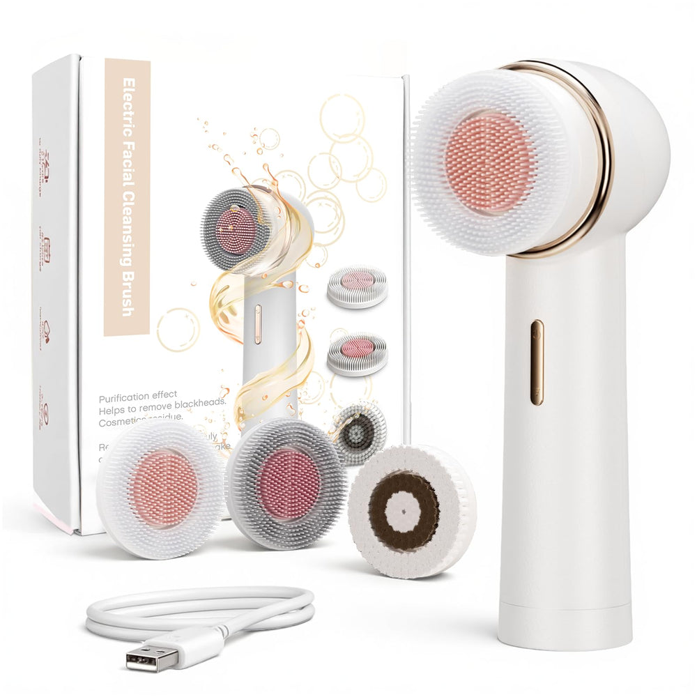 AFEIOFT brosse visage rotation bidirectionnelle blanche pour nettoyage en profondeur des pores.
