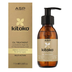 Affinage Kitoko – bouteille avec pompe, absorption rapide sans alourdir les cheveux.