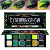 Afflano palette yeux vert multichrome avec reflets chromés pour un regard audacieux.
