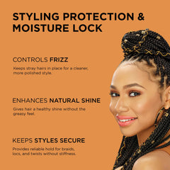 Gel braiding African Pride, tenue ferme sans flocage, ingrédients naturels