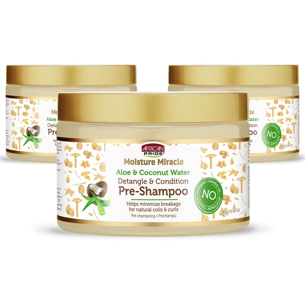 African Pride Miracle Hydratant lot de 3 bouteilles, démêlage facilité.