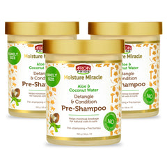 African Pride Moisture Miracle pré-shampoing détangle facilement les boucles naturelles.