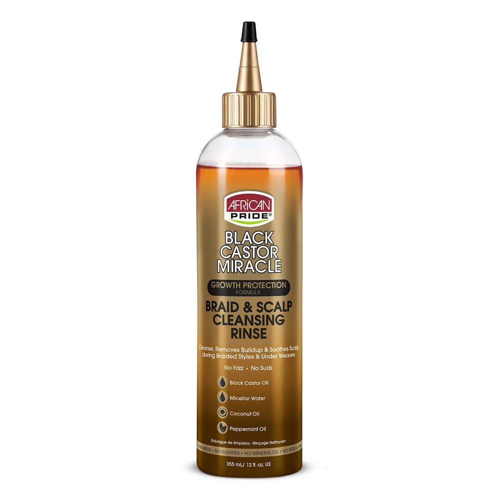 African Pride rinçage nettoyant castor noir sur tresses et cuir chevelu, nettoyage en douceur.