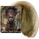 Éponge AFRIKI en filet exfoliante pour le corps, gommage rafraîchissant sous la douche.