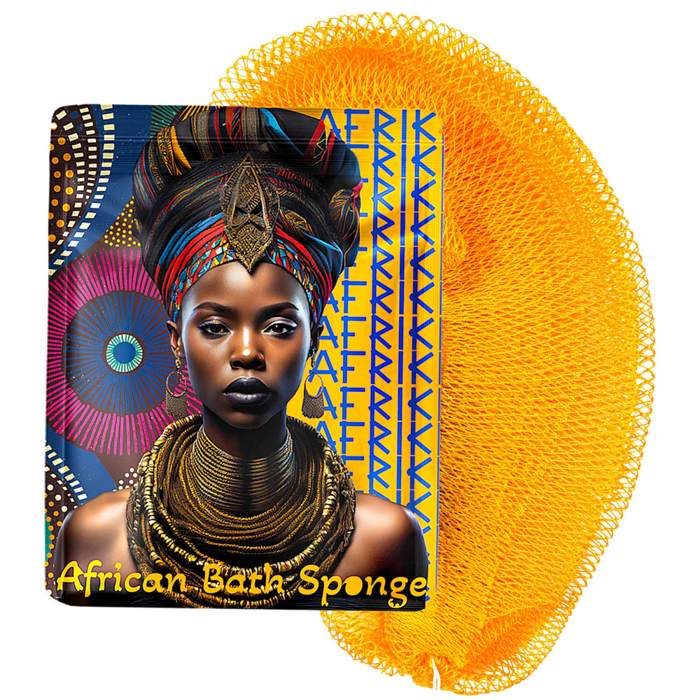AFRIKI Éponge réseau africain pour corps, longueur généreuse, exfoliation efficace sous la douche