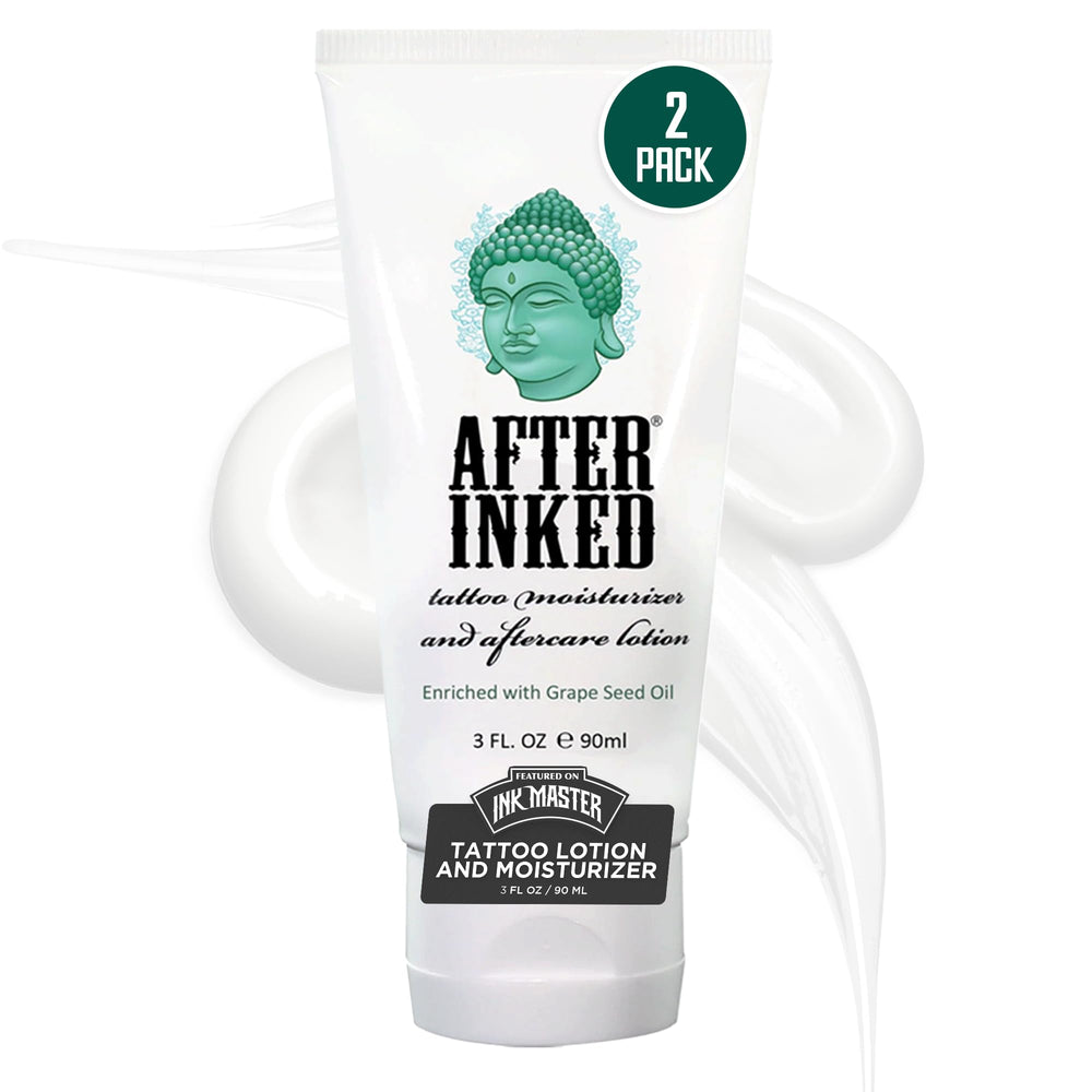 After Inked présente une lotion après-tatouage dans un tube de 90 ml, hydratation durable.
