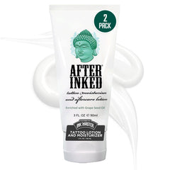After Inked présente une lotion après-tatouage dans un tube de 90 ml, hydratation durable.