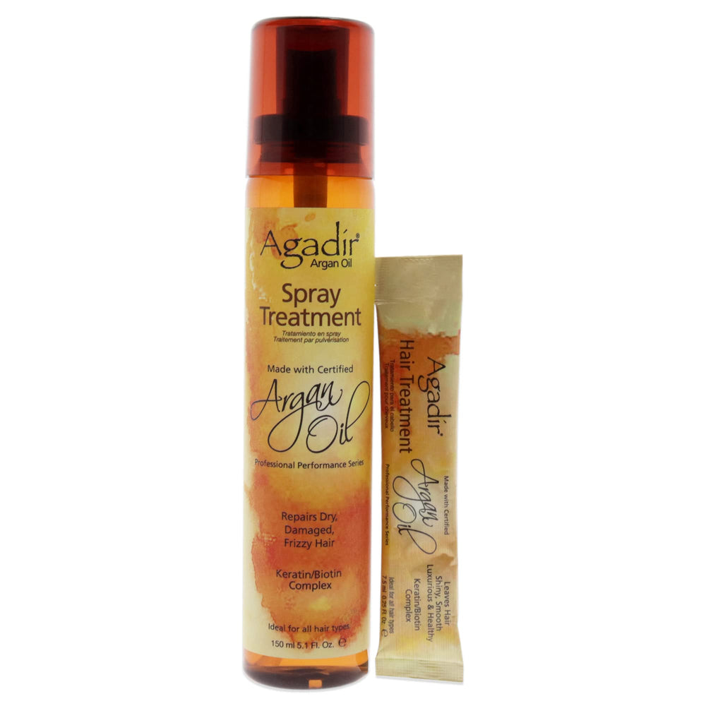 AGADIR Spray d’Huile d’Argan – bouteille, douceur et brillance instantanées.