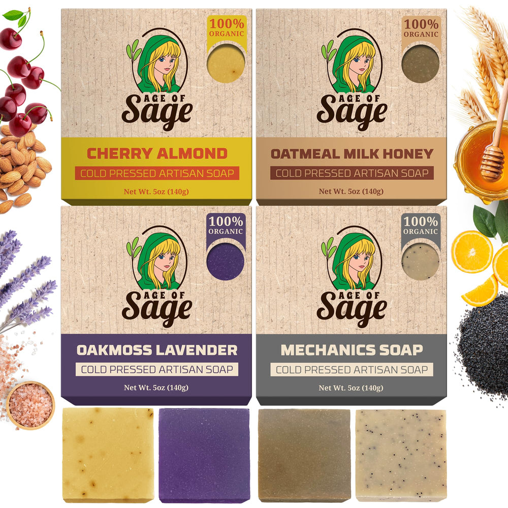 Coffret Age of Sage quatre barres savon, idéal pour routine douceur