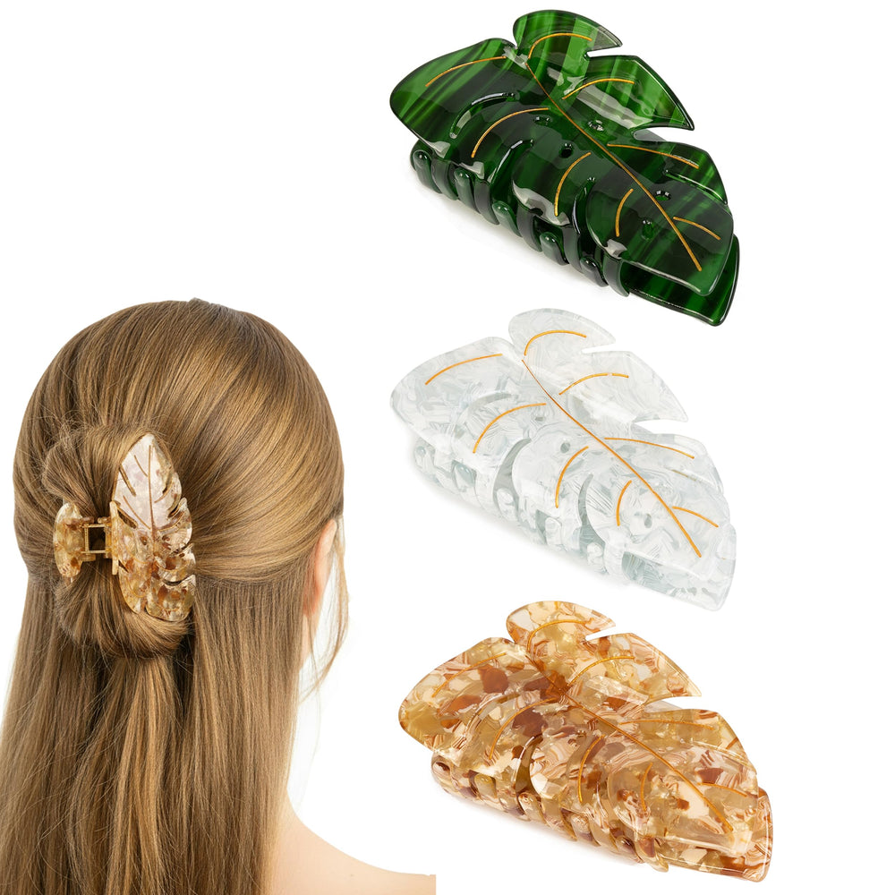 Barrette feuille verte Agirlvct, maintien élégant pour tous types de cheveux.