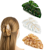 Barrette feuille verte Agirlvct, maintien élégant pour tous types de cheveux.