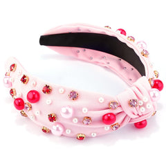 AHONEY accessoire cheveux perles et cristaux rose, parfait pour cérémonie.