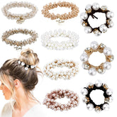 AHONEY – Elastiques cheveux perles et cristaux, look chic et durable.