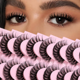 Cils russes Ahrikiss courbe en D duveteux, pack 10 paires pour un regard naturel