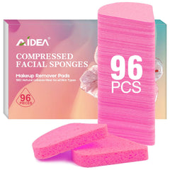 Éponge AIDEA compressée rose, emballage visible, idéale pour les voyages et retouches rapides.