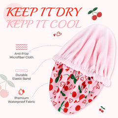 Cap-douche Aileam, doublure tissu serviette, douceur absorbante pour cheveux protégés.