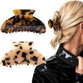 Pinces Aileam banane tortue en celluloïde avec imprimé léopard – look chic et durable.
