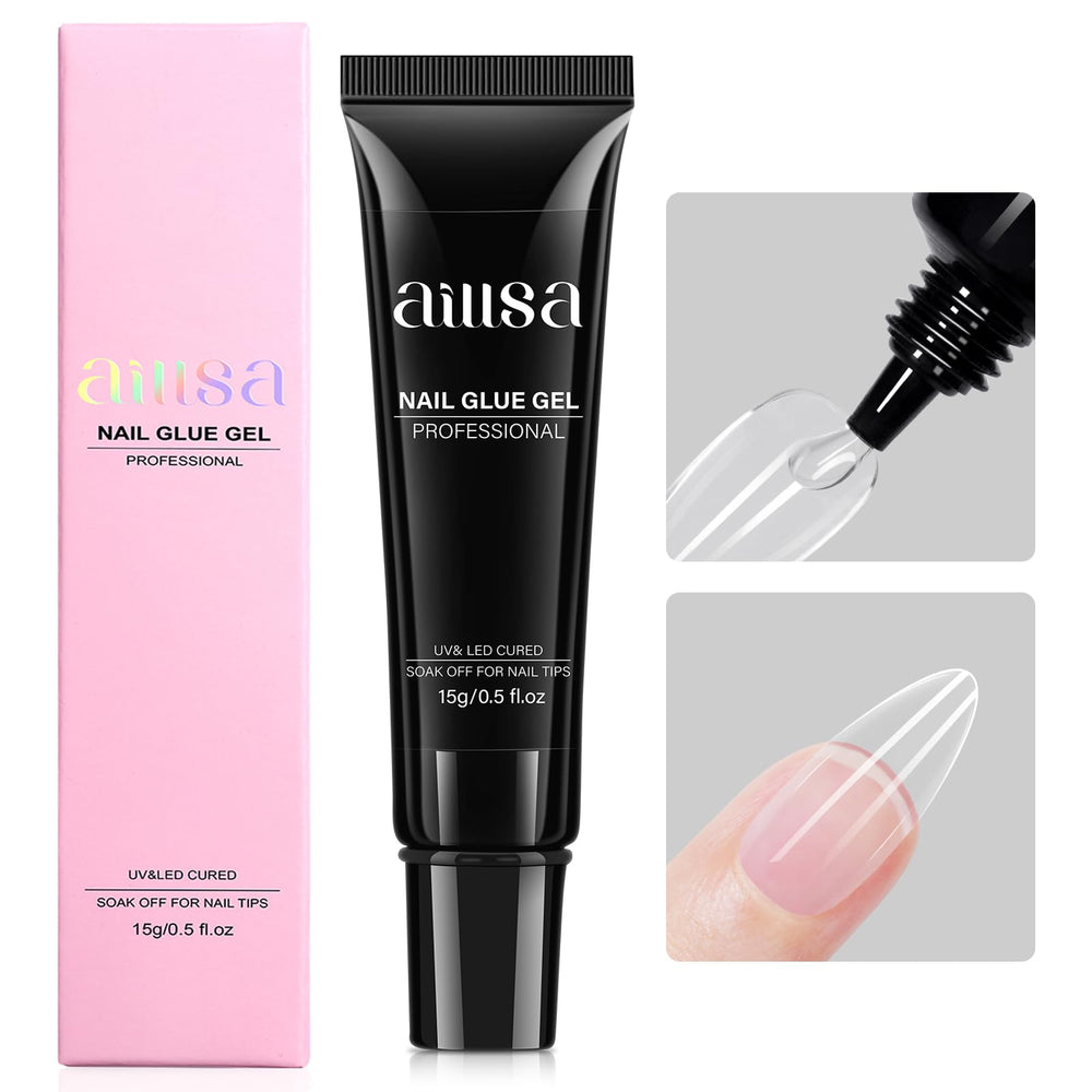 AILLSA col gele pour embouts ongles, adhérence durable et transparente.