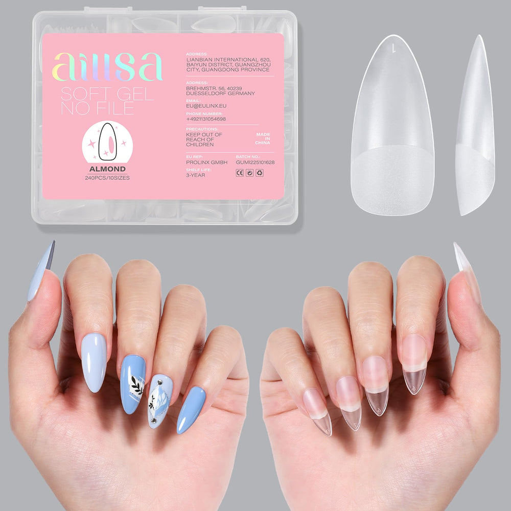 Embouts AILLSA forme amande avec fini mat pour une manucure durable.