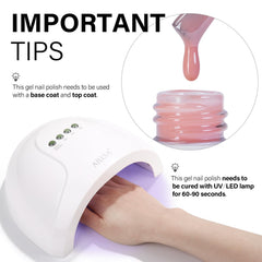 Séchage rapide du gel Nude Pink AILLSA en 60 secondes sous lampe UV/LED.