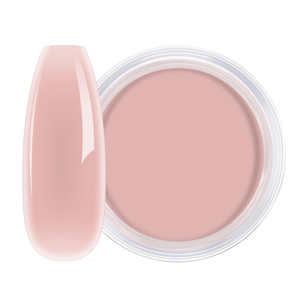 AILLSA poudre d’immersion translucide gelée nude sur ongle, brillance délicate.