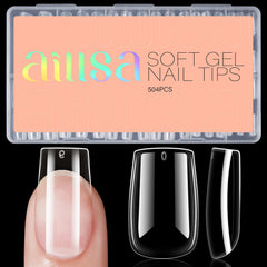 AILLSA tips ongles courts carrés, 504 pièces, pour extensions faciles et naturelles.