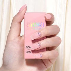 Application fluide du gel rose laiteux AILLSA sur ongles