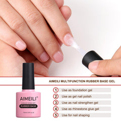 AIMEILI base gel 4-en-1, base, renforcement et couleur