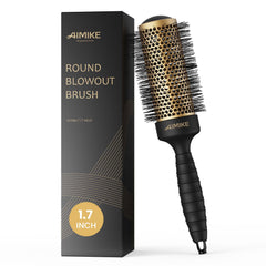 Brosse AIMIKE ronde pour coiffage volumisant avec barillet céramique nano et chaleur homogène.